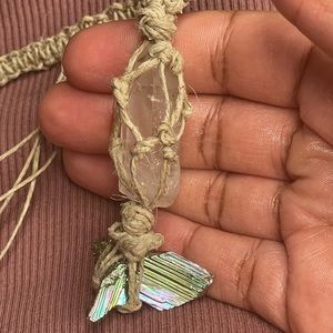 Quartz and Bismuth hemp necklace